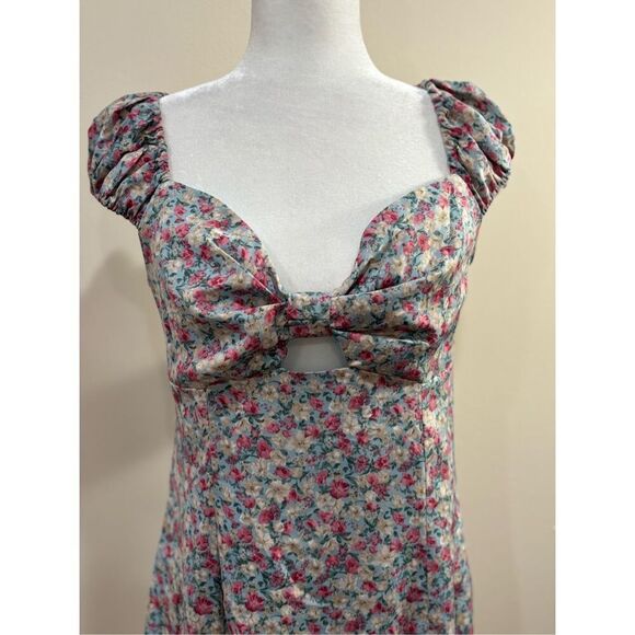 ASTR the Label Women's Cap Sleeve Fuchsia Ditsy Mini Dress Multicolor Large NWT - Picture 1 of 7